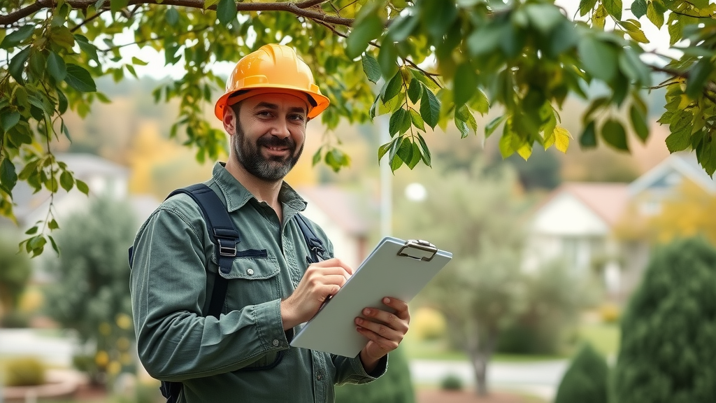 Professional arborist inspecting trees, best tree trimming company in [Your City]