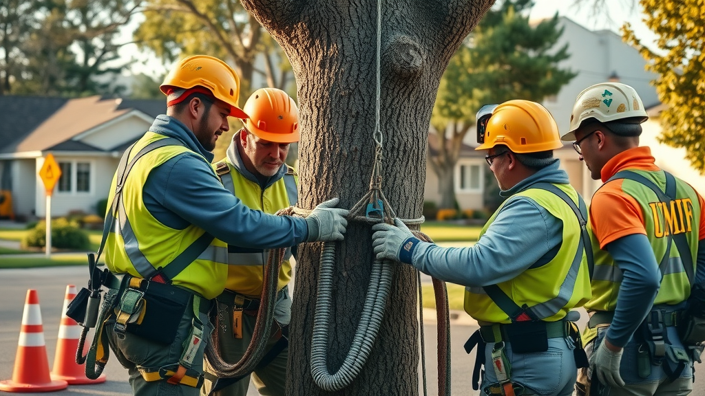 Tree service crew with safety gear, best tree trimming company, [Your City]