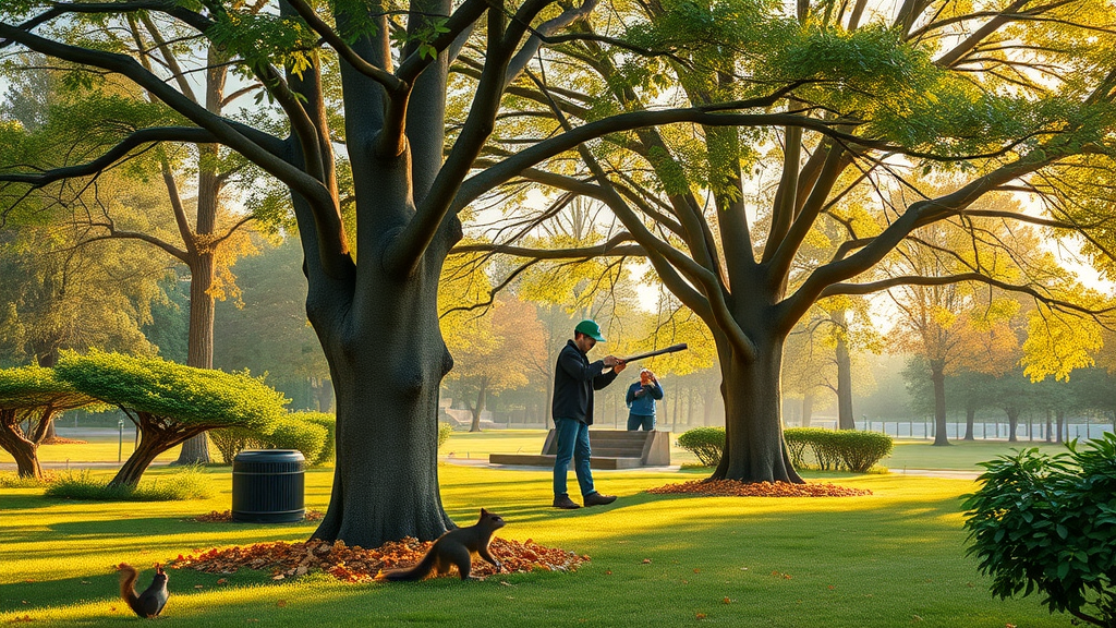 tree pruning benefits in park with sustainable pruning and wildlife