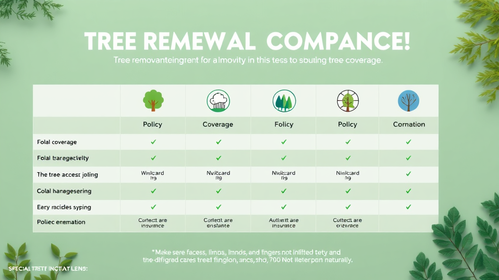 tree removal insurance infographic, comparison chart of coverage types for tree service insurance